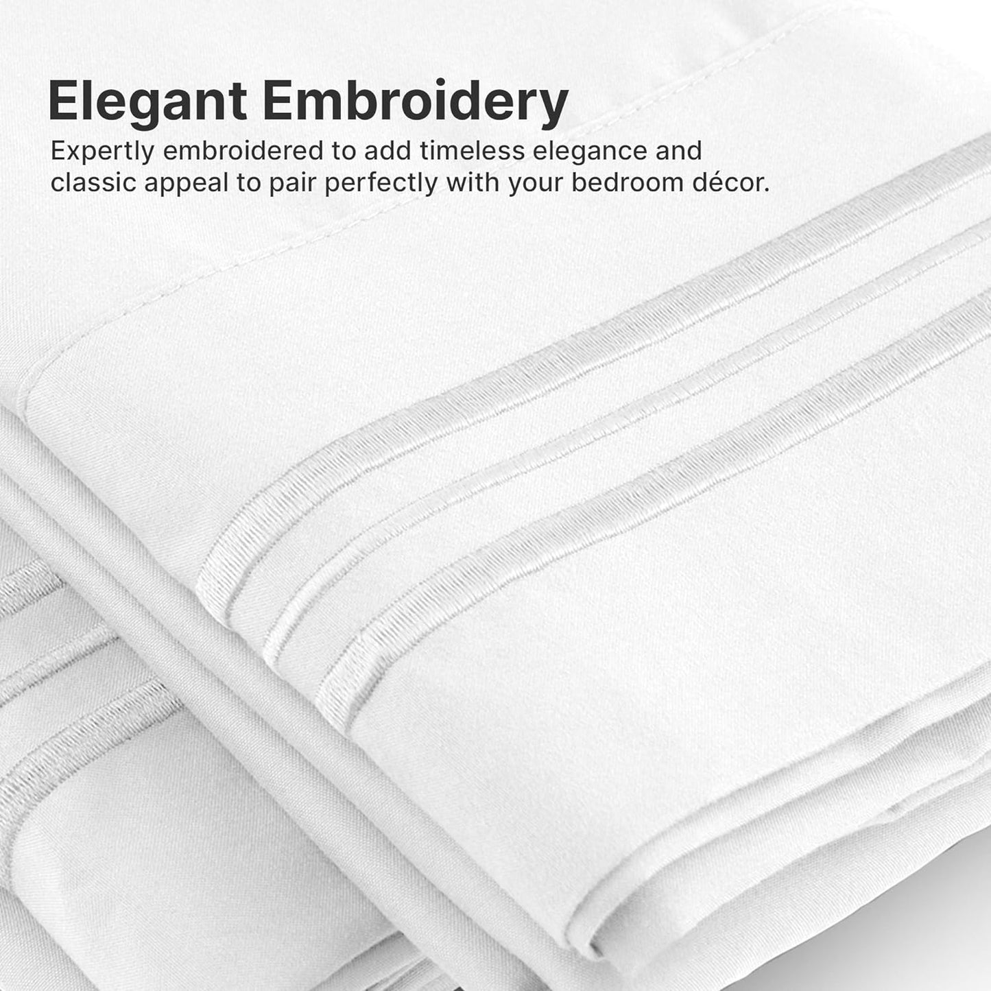 Queen Size 4 Piece Sheet Set - Comfy Breathable & Cooling Sheets - Hotel Luxury Bed Sheets for Women & Men - Deep Pockets, Easy-Fit, Extra Soft & Wrinkle Free Sheets - White Oeko-Tex Bed Sheet Set