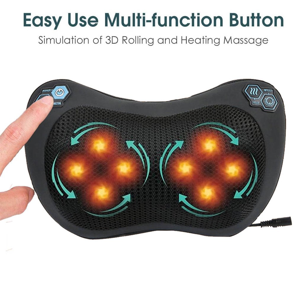 Electric Neck Back Massager with Heat - 3D Deep Tissue Shiatsu Massage Pillow