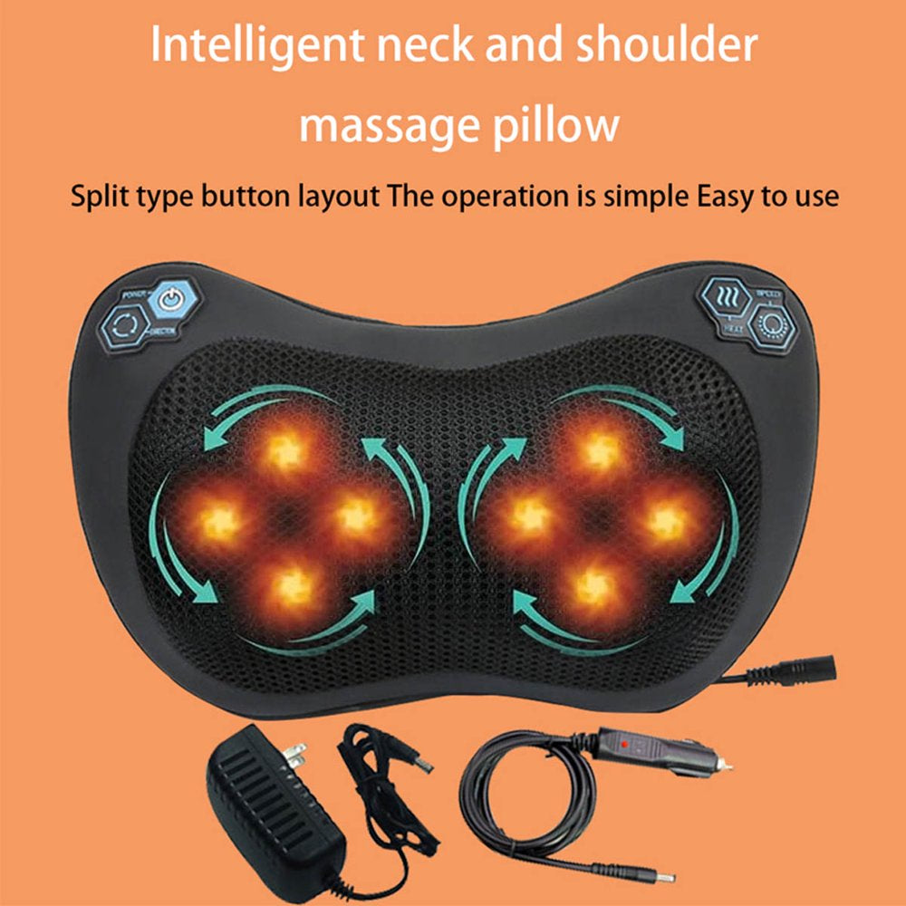 Electric Neck Back Massager with Heat - 3D Deep Tissue Shiatsu Massage Pillow