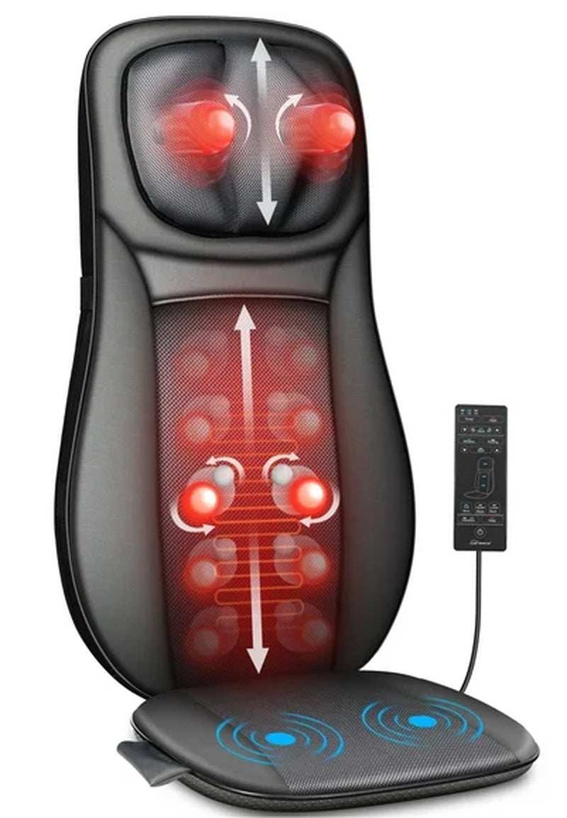 Shiatsu Neck Back Massager with Heat, Deep Tissue Massage Chair Pad, Gel Modes Seat Massage Cushion, Gifts