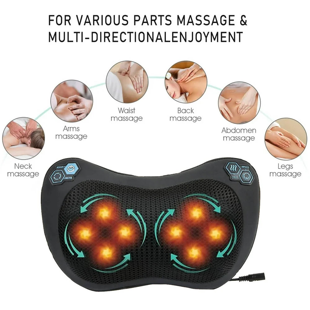 Electric Neck Back Massager with Heat - 3D Deep Tissue Shiatsu Massage Pillow