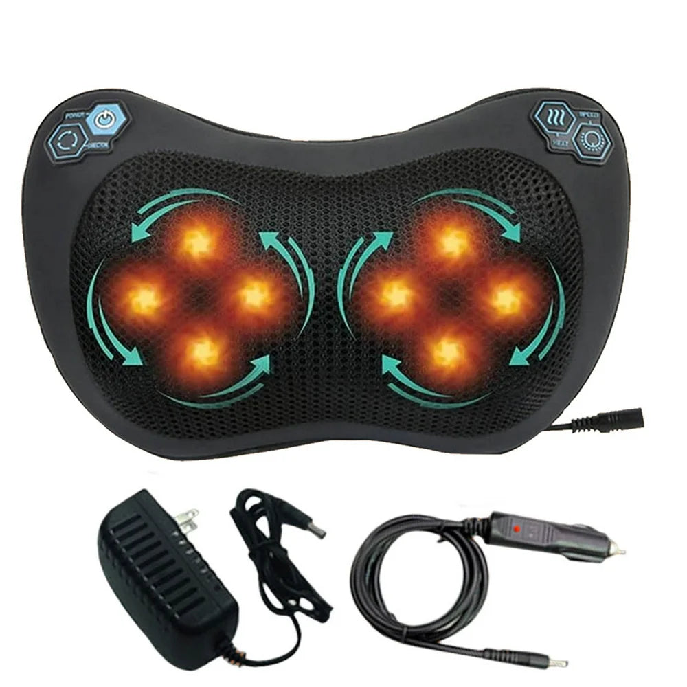 Electric Neck Back Massager with Heat - 3D Deep Tissue Shiatsu Massage Pillow